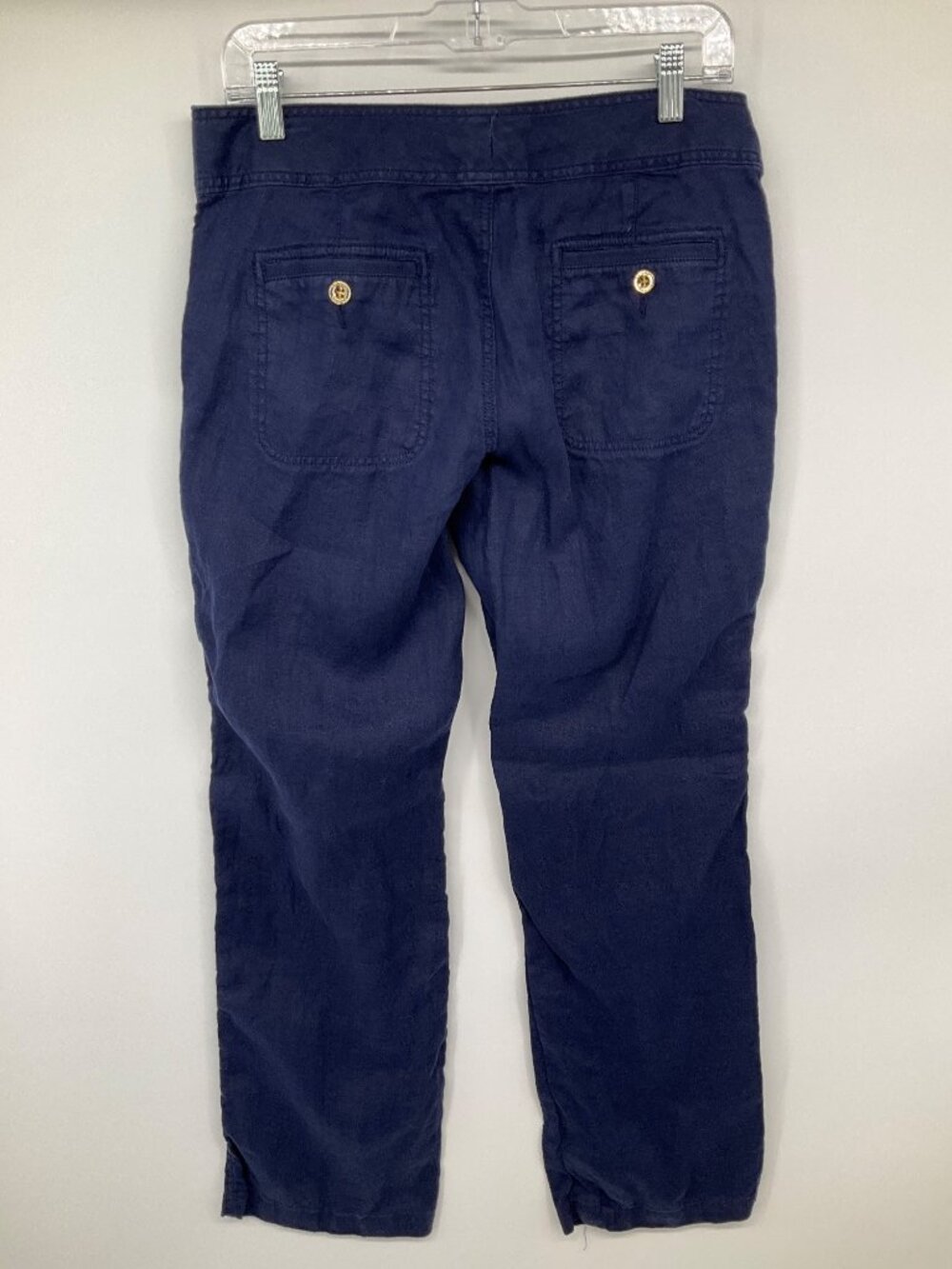 Lilly Pulitzer Galley Pants size 4 True Navy Blue 100%‎ Linen Women's - Picture 7 of 9